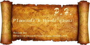 Plancsák Honóriusz névjegykártya